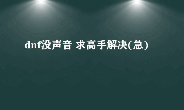 dnf没声音 求高手解决(急)