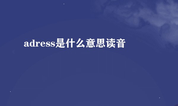 adress是什么意思读音