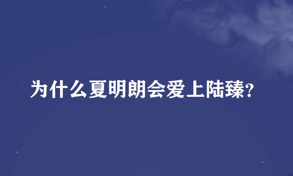为什么夏明朗会爱上陆臻？