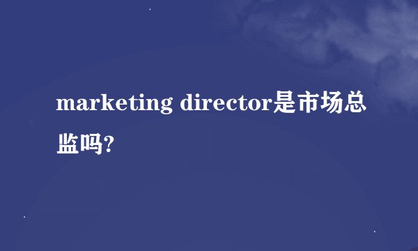marketing director是市场总监吗?