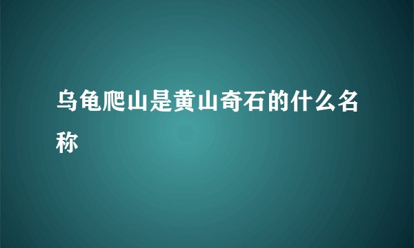 乌龟爬山是黄山奇石的什么名称