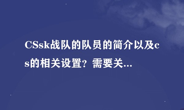 CSsk战队的队员的简介以及cs的相关设置？需要关注哪些点