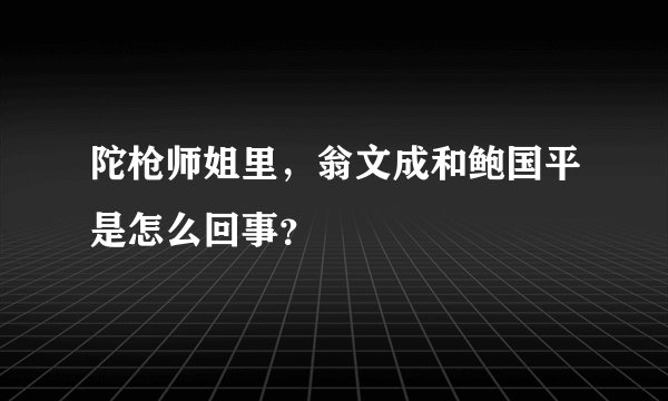 陀枪师姐里，翁文成和鲍国平是怎么回事？