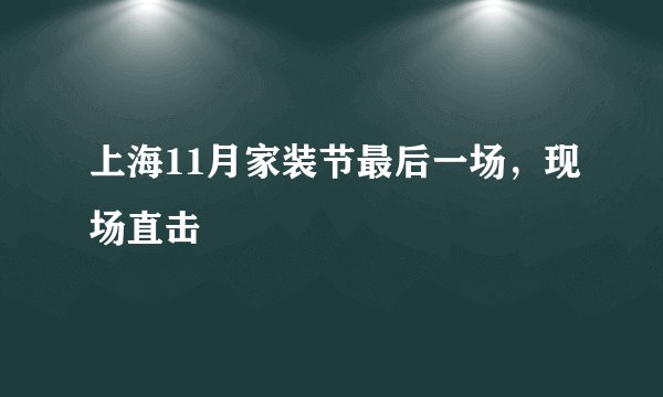 上海11月家装节最后一场，现场直击
