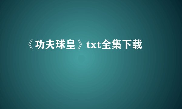 《功夫球皇》txt全集下载