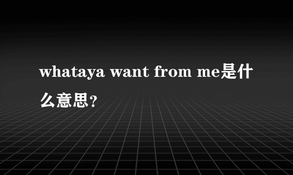 whataya want from me是什么意思？