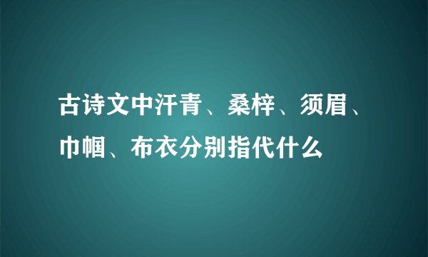 古诗文中汗青、桑梓、须眉、巾帼、布衣分别指代什么