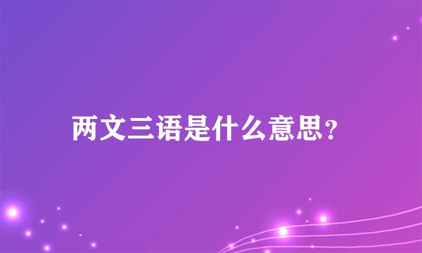 两文三语是什么意思？