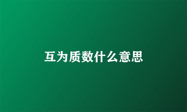 互为质数什么意思