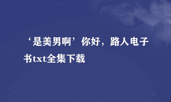 ‘是美男啊’你好，路人电子书txt全集下载