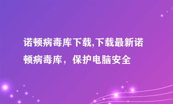 诺顿病毒库下载,下载最新诺顿病毒库，保护电脑安全