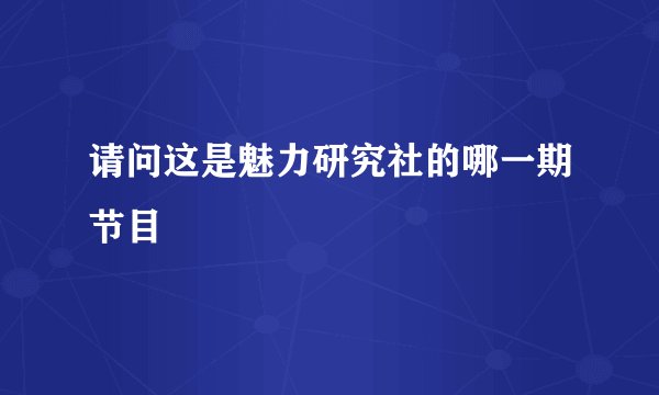 请问这是魅力研究社的哪一期节目