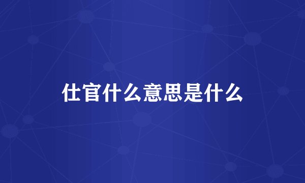 仕官什么意思是什么