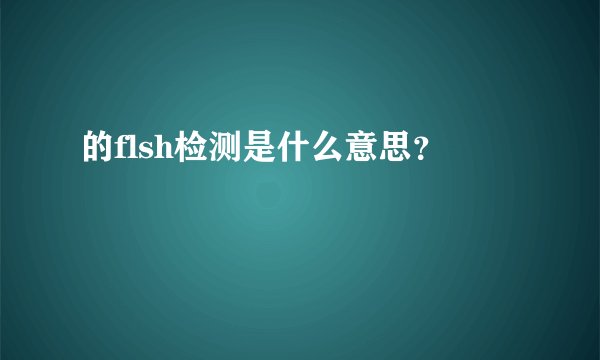 的flsh检测是什么意思？