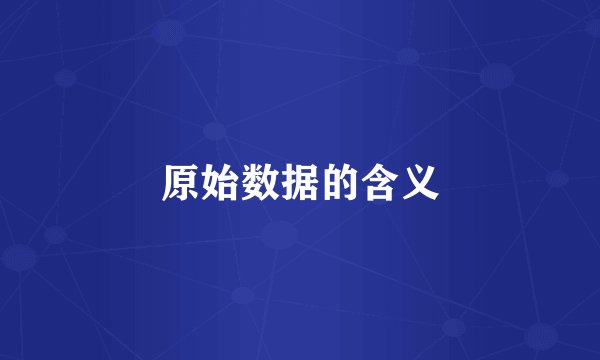 原始数据的含义