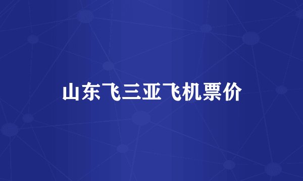 山东飞三亚飞机票价