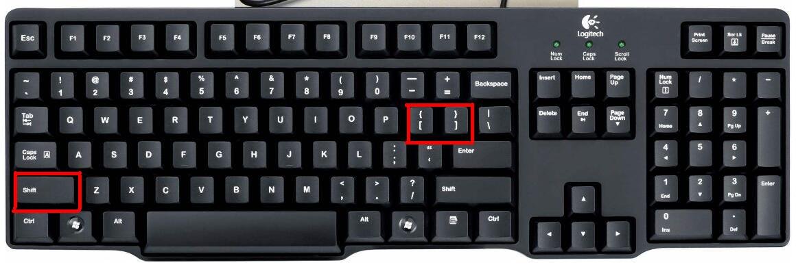 大括号{}怎么打？小括号怎么打？