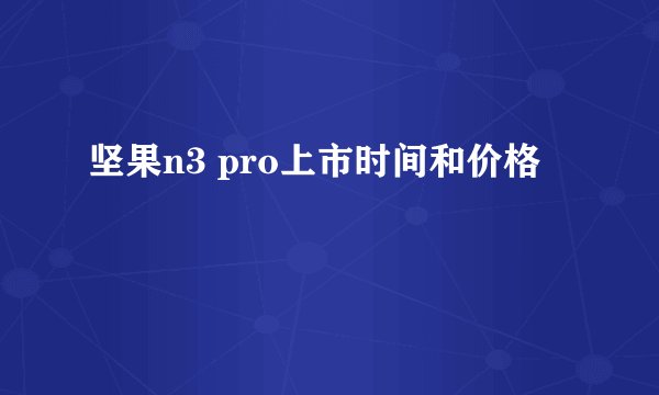 坚果n3 pro上市时间和价格