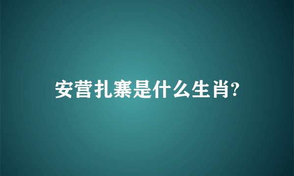 安营扎寨是什么生肖?
