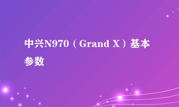 中兴N970(Grand X)基本参数