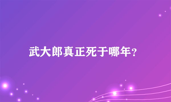 武大郎真正死于哪年？