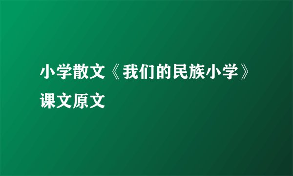 小学散文《我们的民族小学》课文原文