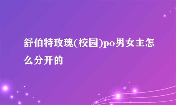 舒伯特玫瑰(校园)po男女主怎么分开的
