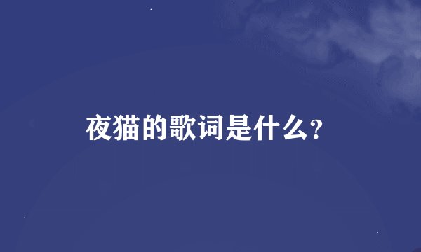 夜猫的歌词是什么？