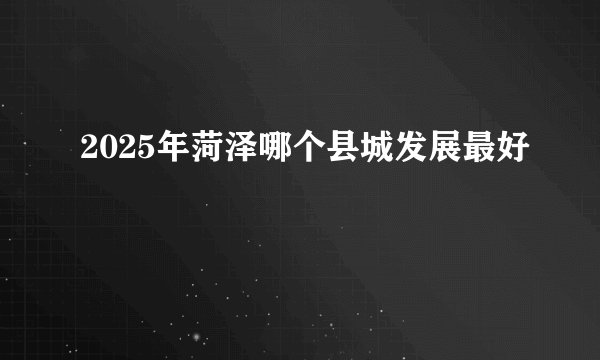 2025年菏泽哪个县城发展最好