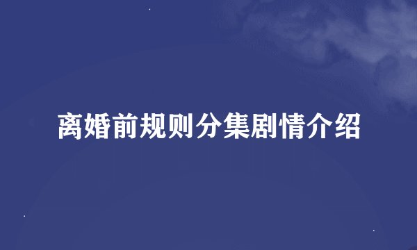 离婚前规则分集剧情介绍
