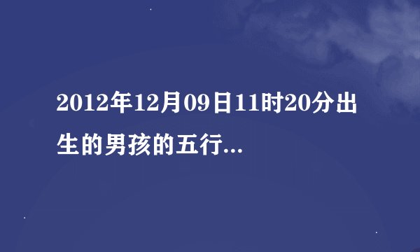 2012年12月09日11时20分出生的男孩的五行是什么?