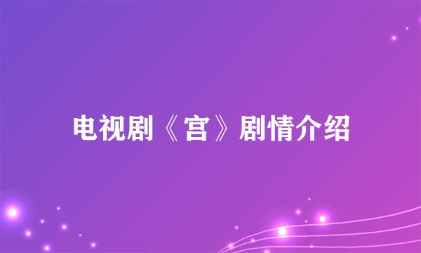 电视剧《宫》剧情介绍
