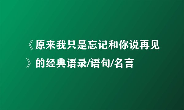 《原来我只是忘记和你说再见》的经典语录/语句/名言