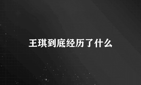 王琪到底经历了什么