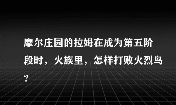 摩尔庄园的拉姆在成为第五阶段时，火族里，怎样打败火烈鸟？