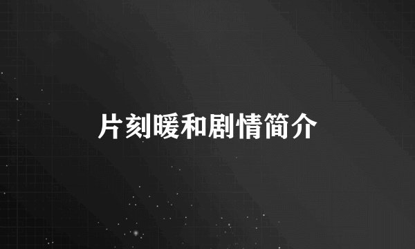 片刻暖和剧情简介