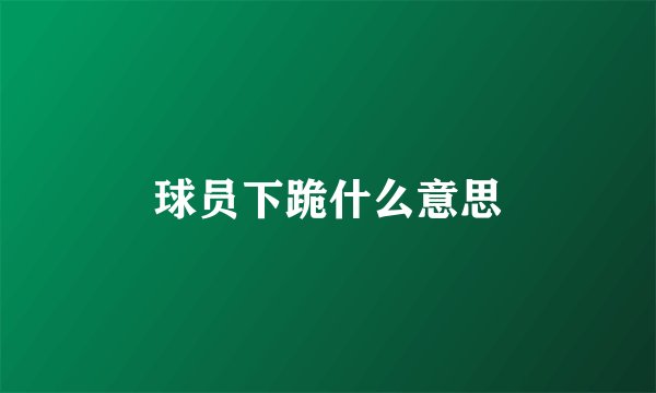 球员下跪什么意思