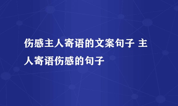 伤感主人寄语的文案句子 主人寄语伤感的句子