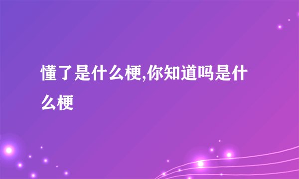 懂了是什么梗,你知道吗是什么梗
