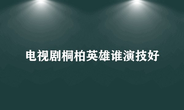 电视剧桐柏英雄谁演技好
