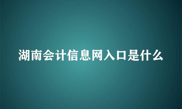 湖南会计信息网入口是什么