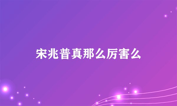 宋兆普真那么厉害么