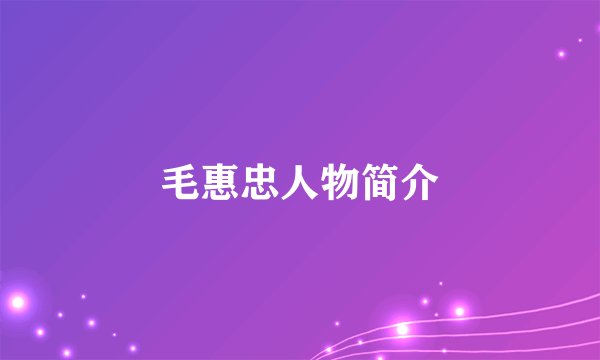 毛惠忠人物简介