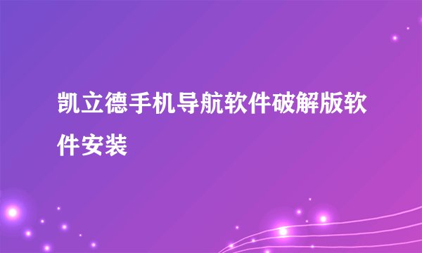 凯立德手机导航软件破解版软件安装