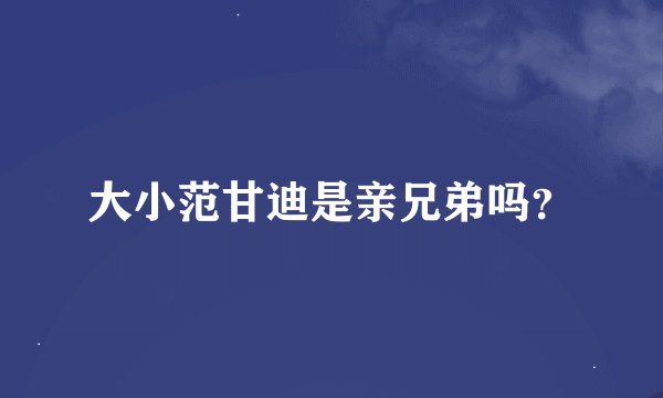 大小范甘迪是亲兄弟吗？