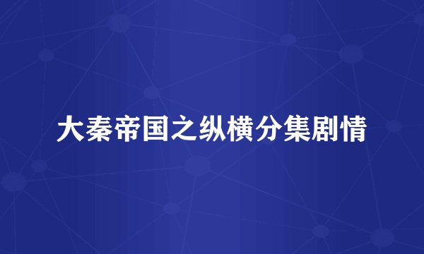 大秦帝国之纵横分集剧情