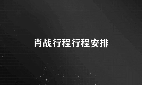 肖战行程行程安排