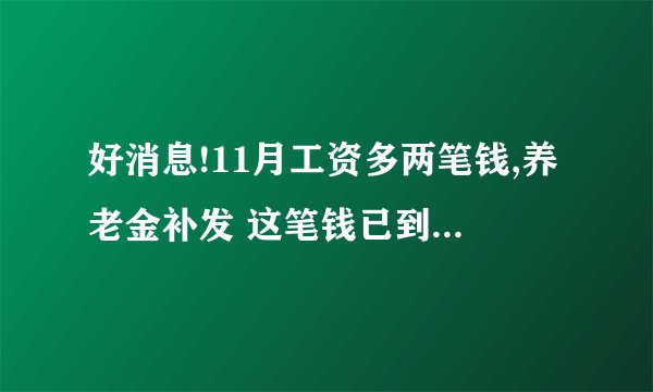 好消息!11月工资多两笔钱,养老金补发 这笔钱已到账,你有吗