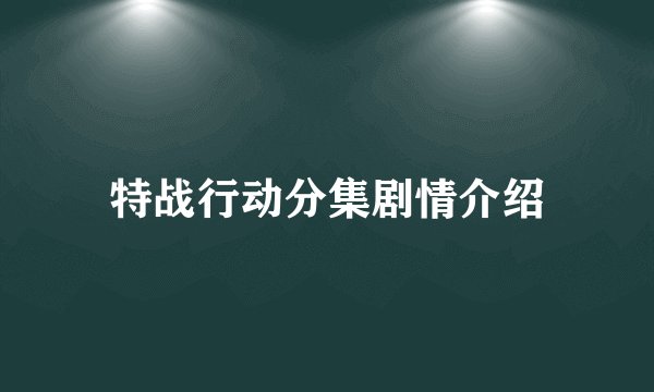特战行动分集剧情介绍