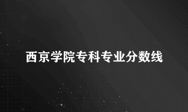 西京学院专科专业分数线
